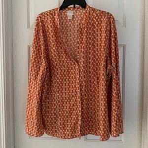 Orange blouse for women with polka dots